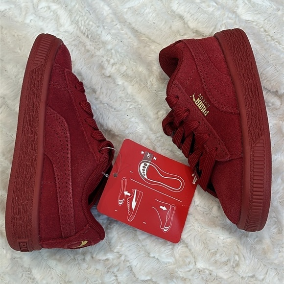 Puma Suede Classic Red Mono Gold Infant Children’s Size 6C US new in box unisex - Picture 3 of 11